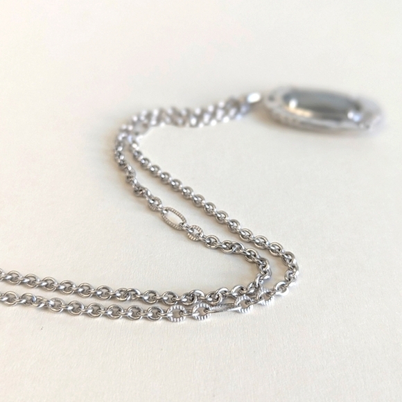 Kendra Scott Anna Gray Apatite Pendant Long Chain Necklace Cubic Zirconia Accent - Picture 11 of 11